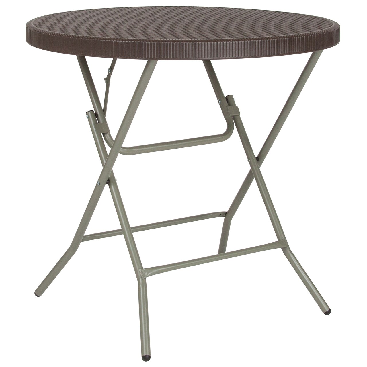 Flash Furniture 31.5" Brown and Gray Round Contemporary Outdoor Patio Folding Table